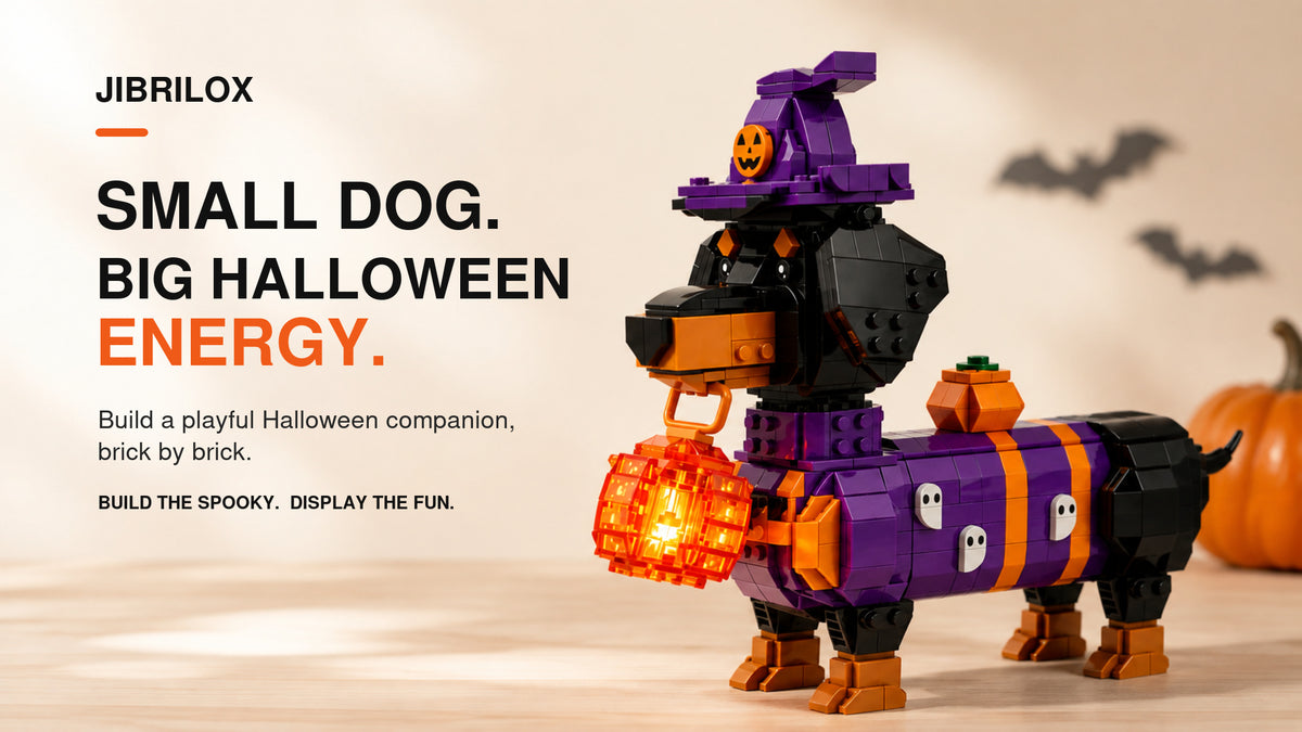 JIBRILOX Halloween Dachshund Building Set hero