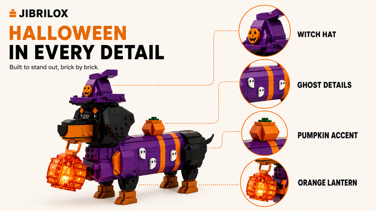 Halloween dachshund building set details