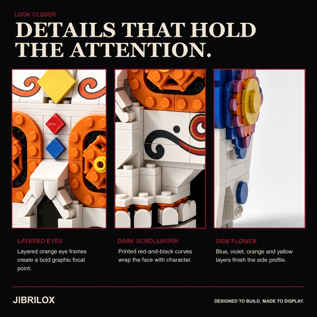 JIBRILOX Day of the Dead Skull Display Set — key details