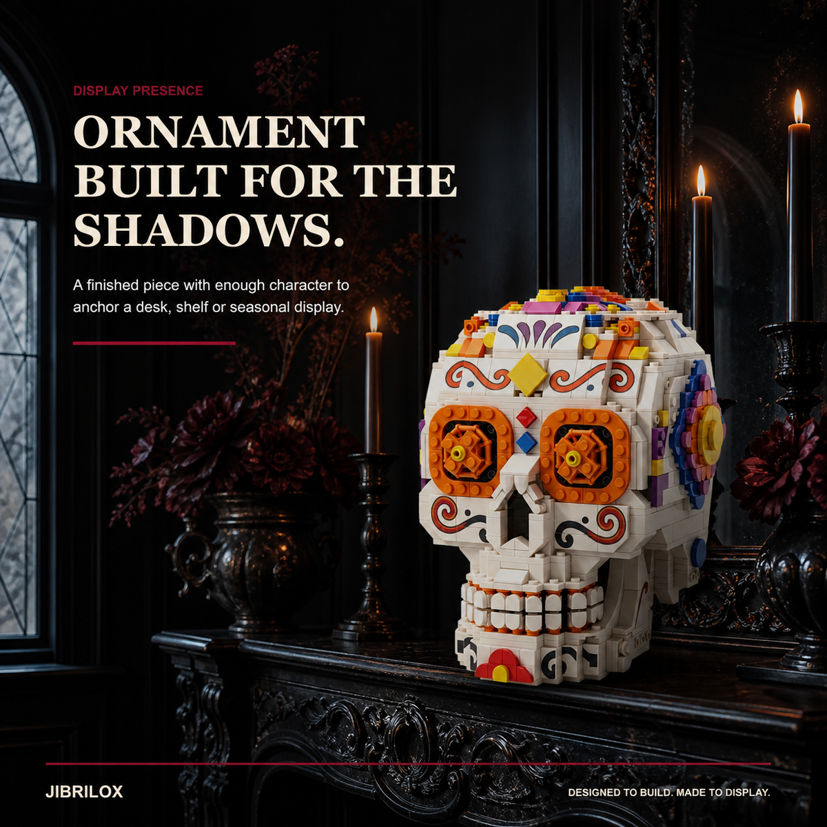 JIBRILOX Day of the Dead Skull Display Set — display scene