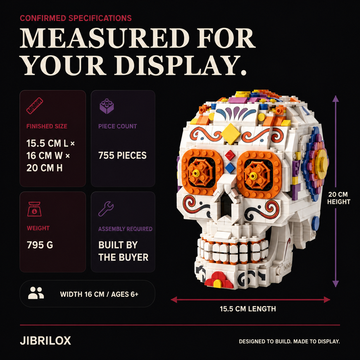 JIBRILOX Day of the Dead Skull Display Set — specifications