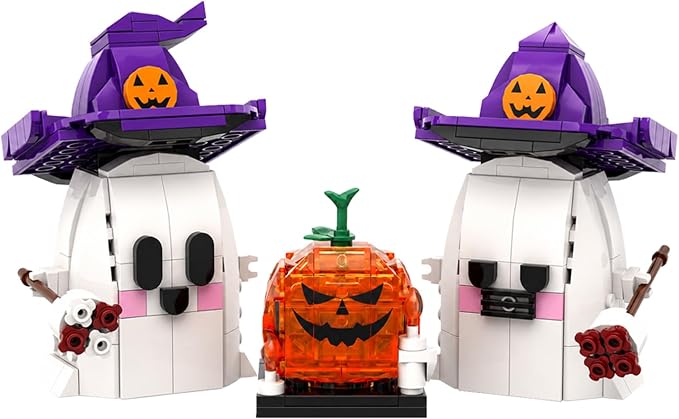 Halloween Building Block Set - 2 Ghosts & Pumpkin, 400+ Pieces | JIBRILOX
