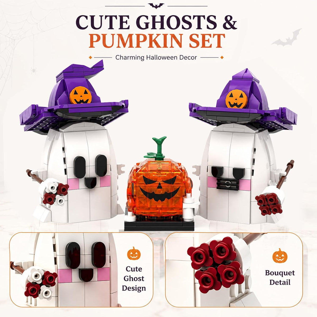 JIBRILOX Halloween Ghosts and Pumpkin Building Set - product image 3