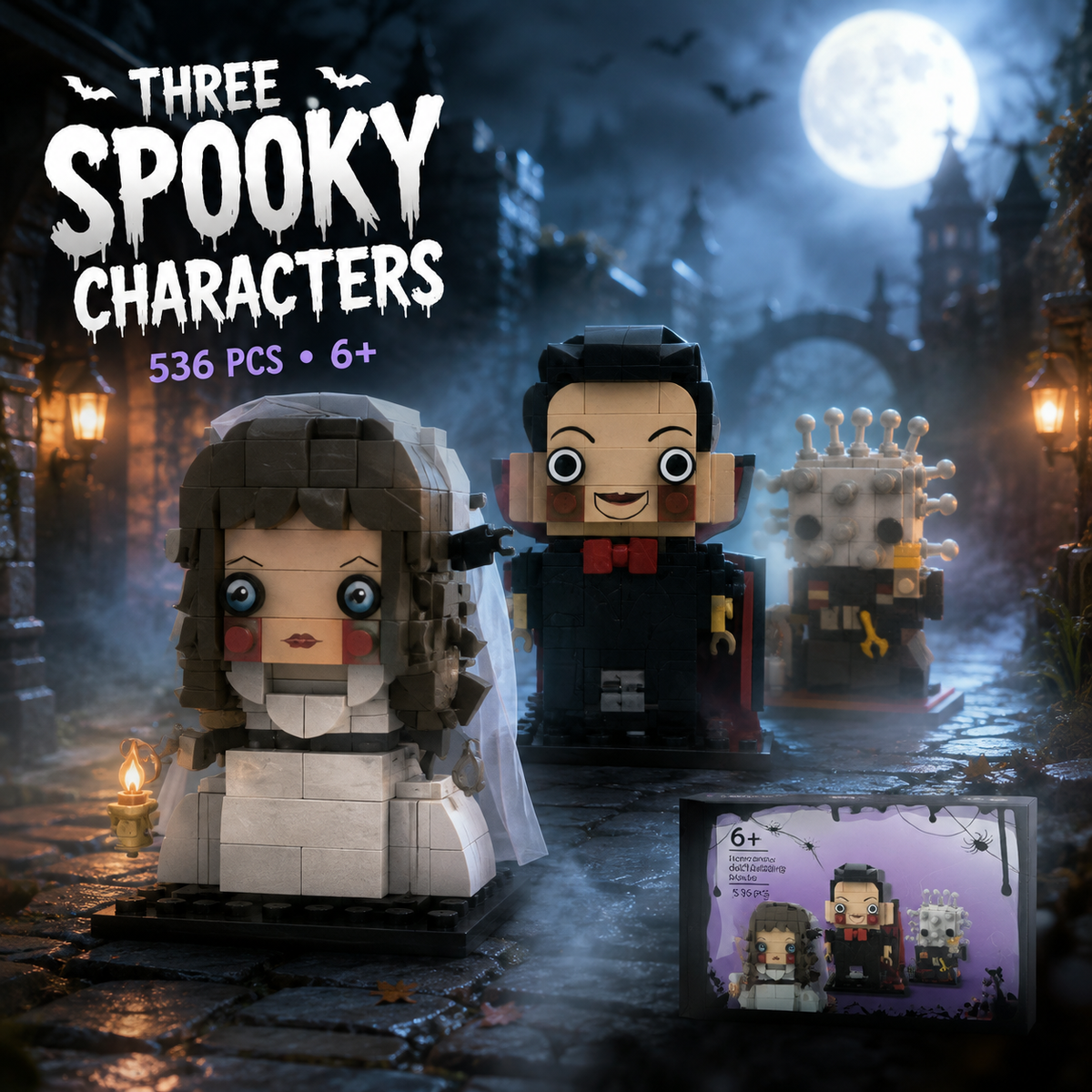 JIBRILOX Spooky Trio horror movie building set image 2